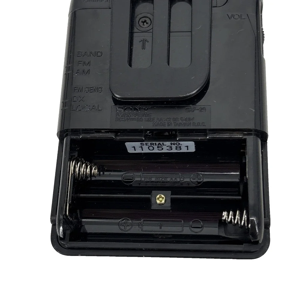 Vintage‎ Sony Walkman SRF-29 Black AM/FM Radio w/ Belt Clip Tested No Headphones